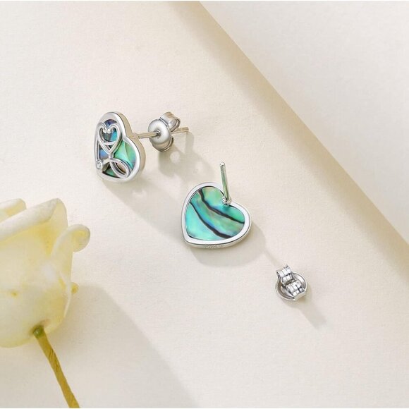 Women's 925 Sterling Silver Heart Stethoscope Stud Earrings - Picture 3 of 6
